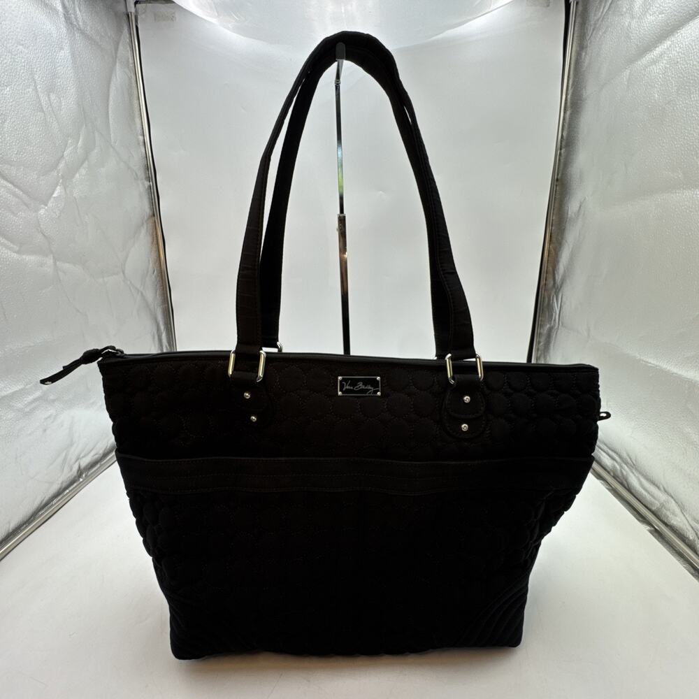 Vera Bradley Black Quilted Microfiber X-Large Tote LINED 21”x13”x6”